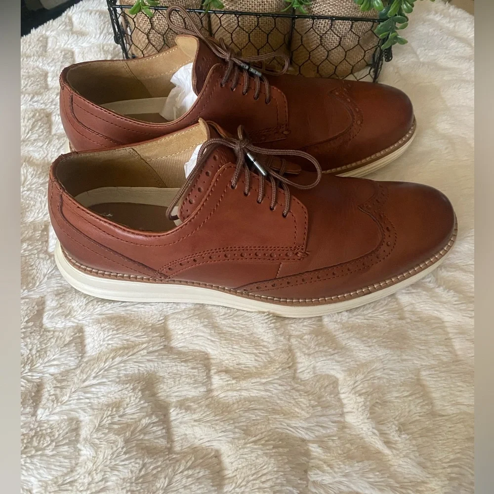 Rich Brown Leather Derby Shoes men size 8‎ 1/2 m